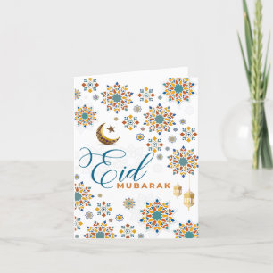 Elegant Eid Mubarak Moon Stars Thank You Card