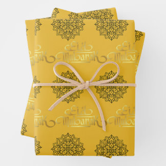 Elegant Eid Wrapping Paper_Mandala_Gold_Black Wrapping Paper Sheets