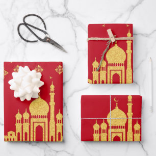 Elegant Eid Wrapping Paper – Red and Gold