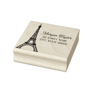 Elegant Eiffel Tower #2 Drawing Name Return Addres Rubber Stamp