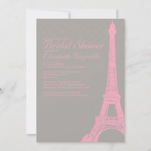 Elegant Eiffel Tower Bridal Shower Invitations Zazzle