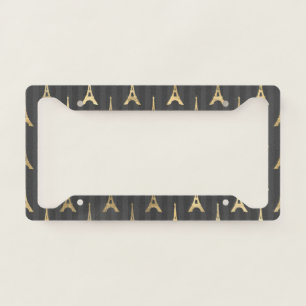 Elegant Eiffel Tower France Yellow Black Vertical License Plate Frame