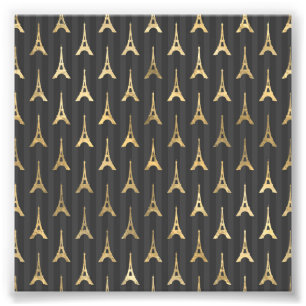 Elegant Eiffel Tower France Yellow Black Vertical Photo Print