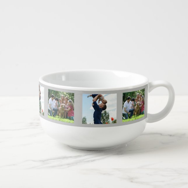 Elegant Eight Photo Custom Soup Mug (Left)