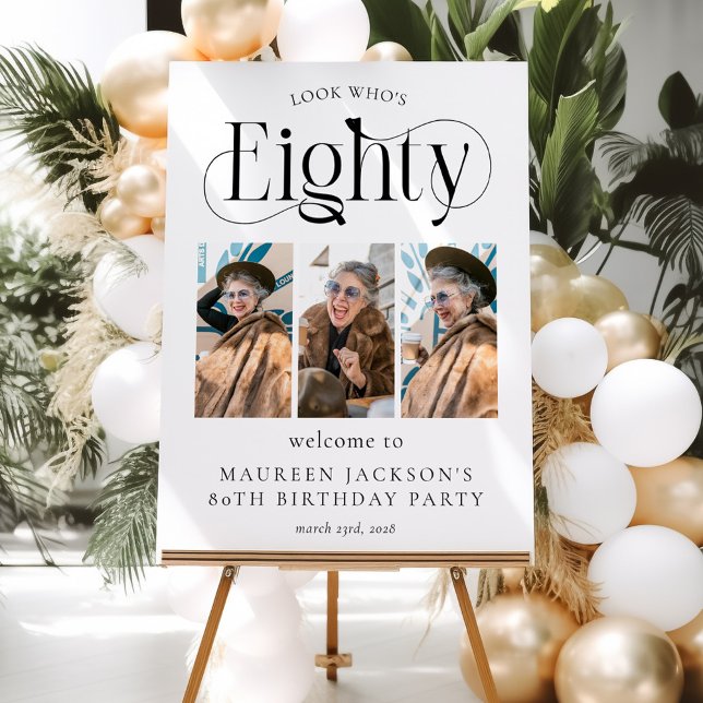 Elegant EIGHTY 3 photo collage 80th Birthday Foam Board (Creator Uploaded)