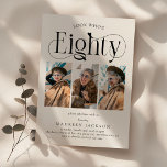 Elegant EIGHTY 3 photo collage 80th Birthday Invitation<br><div class="desc">Embrace the beauty of turning eighty with our elegant 80th birthday invitations. Our luxe invitations allow you to showcase a 3-photo collage, perfect for showcasing the evolution of the birthday boy/girl over the years. With an eye-catching typeface and a customizeable minimalist template, this invitation is a blend of modernity and...</div>