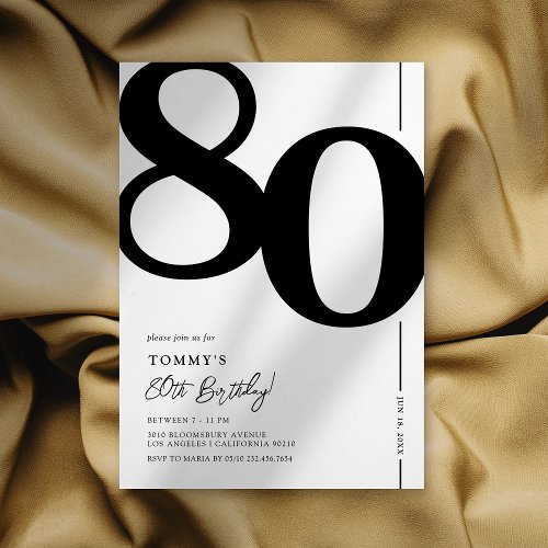 Elegant Eighty 80th Birthday Party Invitation