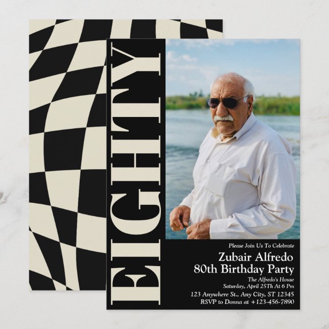  Elegant Eighty 80th Birthday Party Photo Invitation (Front/Back)