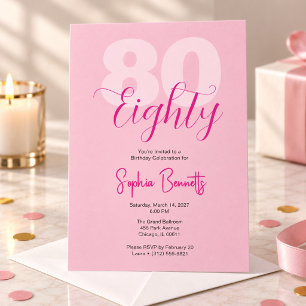 elegant Eighty Blush Pink 80th Birthday Party Invitation