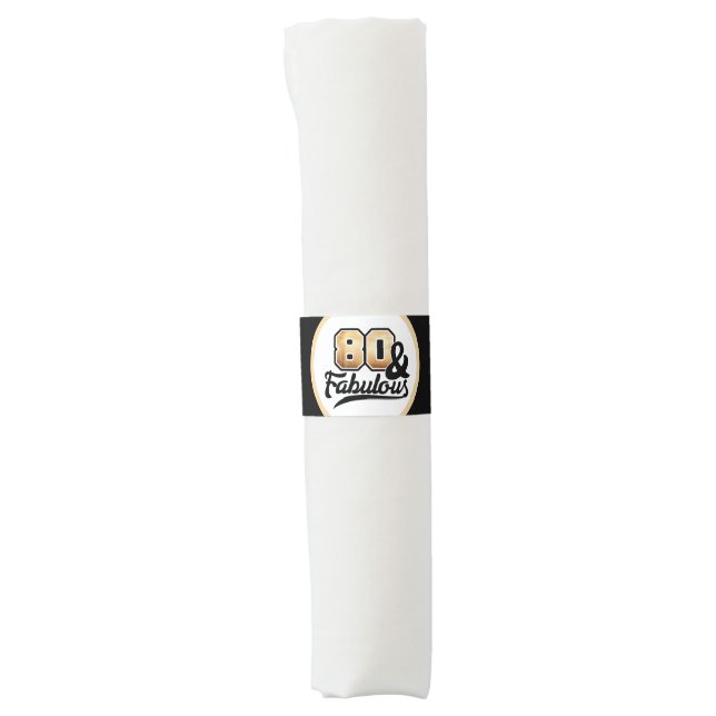 Elegant eighty fabulous Birthday party Napkin Bands (Front)