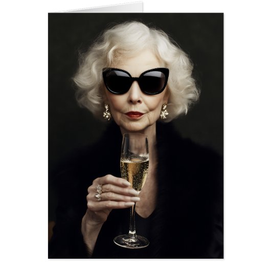 Elegant Elderly Woman with Champagne (Front)