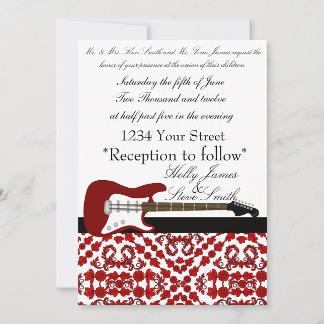 Elegant Electric Guitar Wedding Invitation (Front)