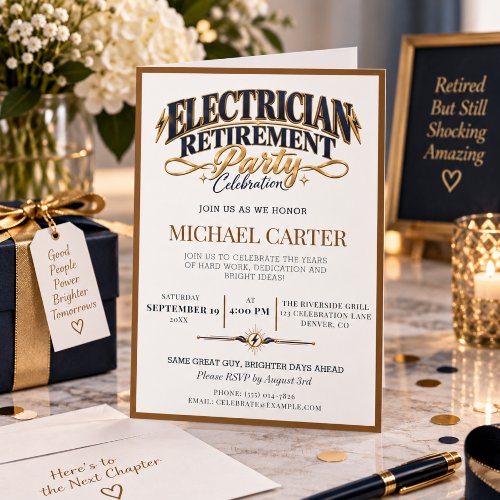 Elegant Electrician Retirement Party Celebration Invitation