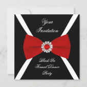 Elegant Elegant Black White Red Bow Tie Invitation (Front)