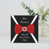 Elegant Elegant Black White Red Bow Tie Invitation (Standing Front)