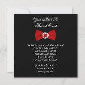 Elegant Elegant Black White Red Bow Tie Invitation (Back)