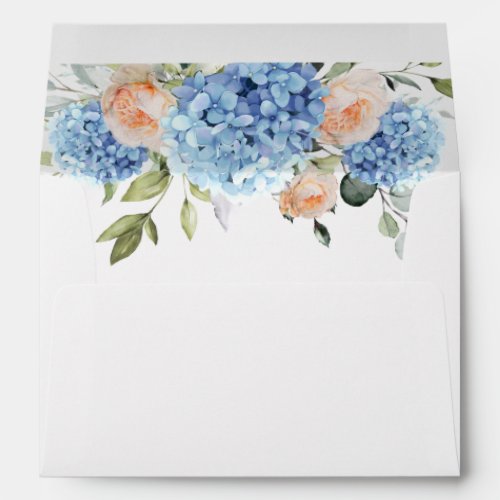 Elegant Elegant Blue Hydrangea Blush Pink Roses Envelope