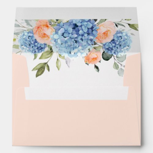 Elegant Elegant Blue Hydrangea Blush Pink Roses Envelope