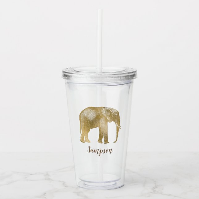 Elegant elephant acrylic tumbler (Front)