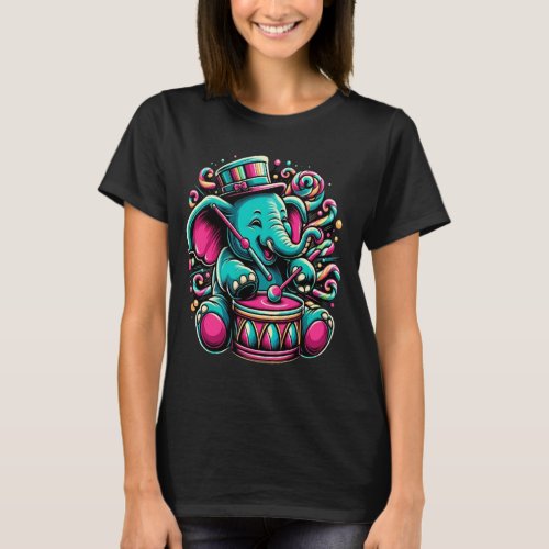 Elegant Elephant Jams With a Top Hat and Drum