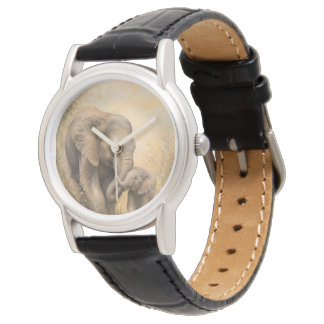 Elegant Elephant Mother & Baby Women's Wrist Watch