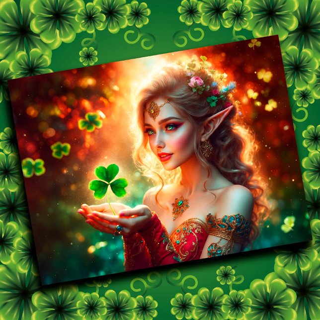 Elegant elf girl St Patrick's Day floral sunshine Postcard (Creator Uploaded)