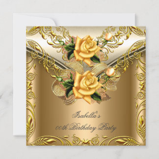 Elegant Elite Bronze Gold Rose Birthday Party 2 Invitation