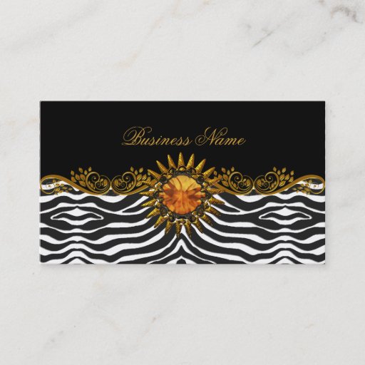Customizable Elegant Elite Classy Black Gold Zebra Animal Business Card Template