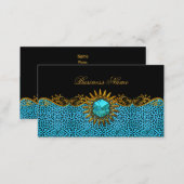 Elegant Elite Classy Teal Blue Black Gold Leopard Business Card (Front/Back)