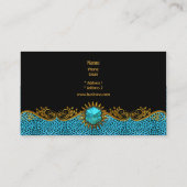 Elegant Elite Classy Teal Blue Black Gold Leopard Business Card (Back)