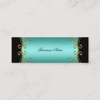 Elegant Elite Classy Teal Blue Black Gold Mini Business Card