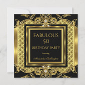 Elegant Elite Formal Gold Birthday Party Black Invitation (Front)