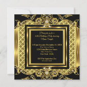 Elegant Elite Formal Gold Birthday Party Black Invitation (Back)