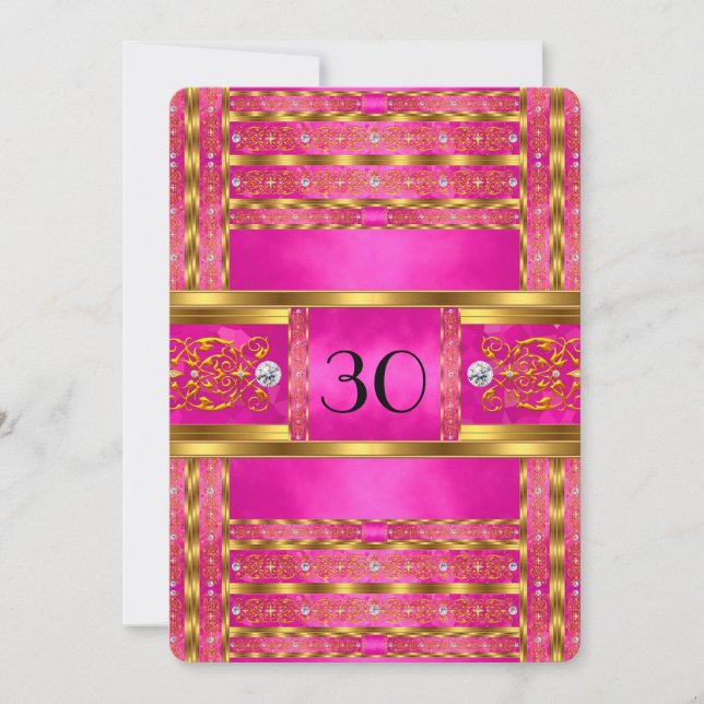 Elegant Elite Gold Pink Birthday Party 4 Invitation (Front)