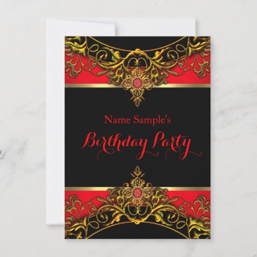 Elegant Elite Regal Red Gold Black Birthday 2 Invitation