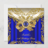Elegant Elite Royal Blue Gold Birthday Party 2 Invitation (Front)