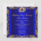 Elegant Elite Royal Blue Gold Birthday Party 2 Invitation (Back)