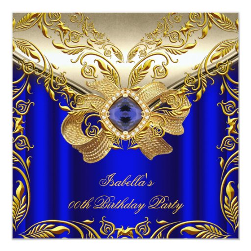 Royal Blue And Gold Birthday Invitations 4