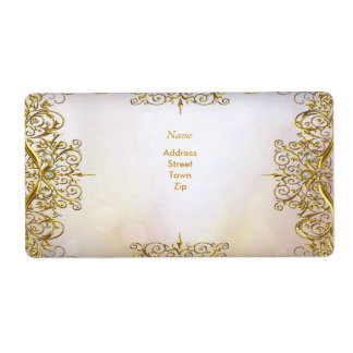 Elegant Elite White Gold Wedding Gold Beige Label