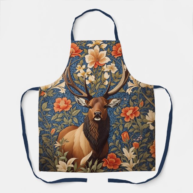 Elegant Elk William Morris Inspired Floral Apron (Front)