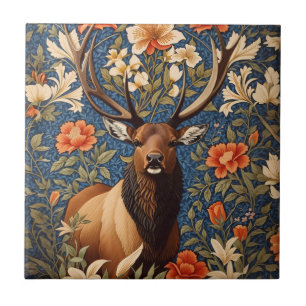 Elegant Elk William Morris Inspired Floral Ceramic Tile