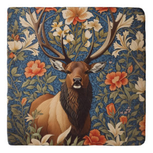 Elegant Elk William Morris Inspired Floral Trivet