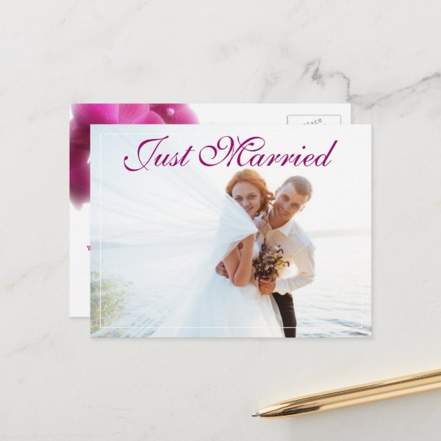 Elegant Elopement Wedding Announcement Postcard (Front/Back In Situ)