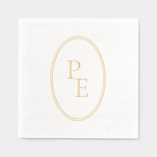 Elegant Emblem Double Oval Luxury Modern Monogram Foil Napkins