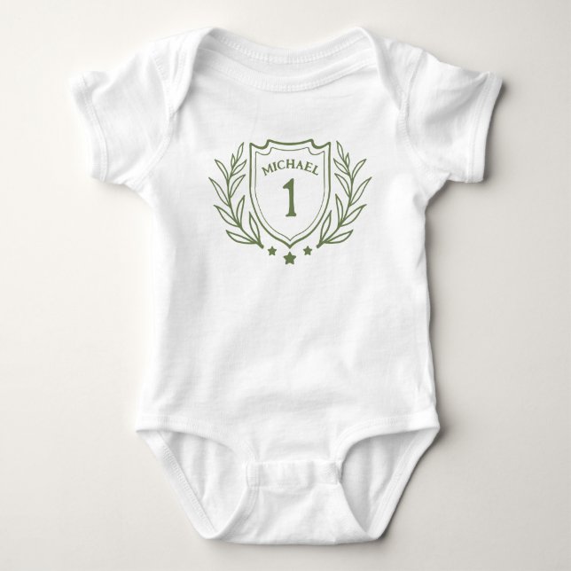 Elegant emblem for 1st Birthday Personalized Baby Baby Bodysuit (Front)