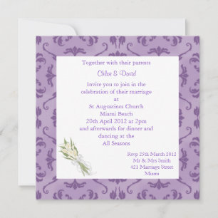 ELEGANT EMBOSS LOOK PURPLE WEDDING INVITATION