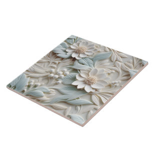 Elegant Embossed 3D Floral Relief Ceramic Tile