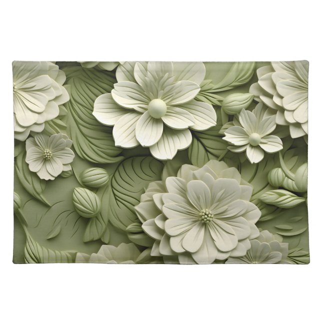 Elegant Embossed 3D Floral Relief Cloth Placemat (Front)