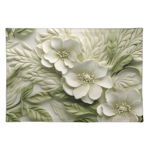 Elegant Embossed 3D Floral Relief Cloth Placemat