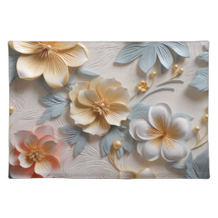 Elegant Embossed 3D Floral Relief Cloth Placemat